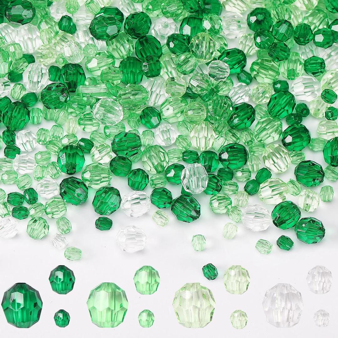 3 x UPINS St. Patrick's Day Green Beads, 1200Pcs Green Crystal Faceted Beads for Jewelry Making Beads for Irish St. Patrick's Day DIY Craft Wreath Necklace Bracelet Earring Holiday Tree Decorations