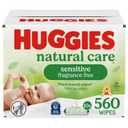 Huggies Natural Care Sensitive Baby Wipes, Unscented, Hypoallergenic, 99% Purified Water, 10 Flip-Top Packs (560 Wipes Total)