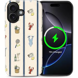Case Compatible with iPhone 16,Compatible with MagSafe,Durable Shock Protection Phone Case for Girl Women Boy Men - Hamptons Summer Coastal Vacation