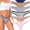 ANZERMIX Women's Breathable Cotton Thong Panties Pack of 6 (Medium, 6pk Naughty Pattern)