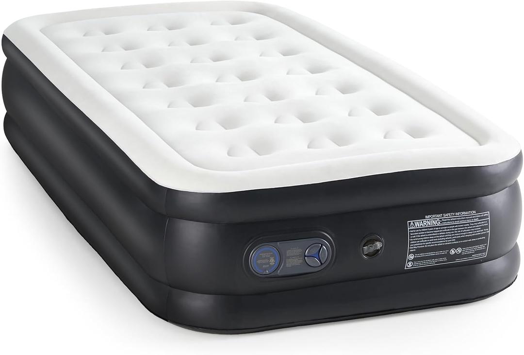 Yapamar Air Mattress - 16" Air Bed Inflatable Blow Up Mattress Airbed with Built-in High Capacity Pump, Double Height, Adjustable, Non-Slip Bottom Design - Queen(16inch)