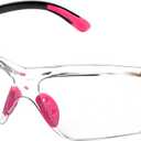 SAFEYEAR Women Safety Glasses Anti Fog Lens, HD Clear Scratch Resistant Work Glasses with Adjustable Straps for Lady, No-Slip Grips, VU Protection for DIY, Lab, Welding, Chemistry(Pink)