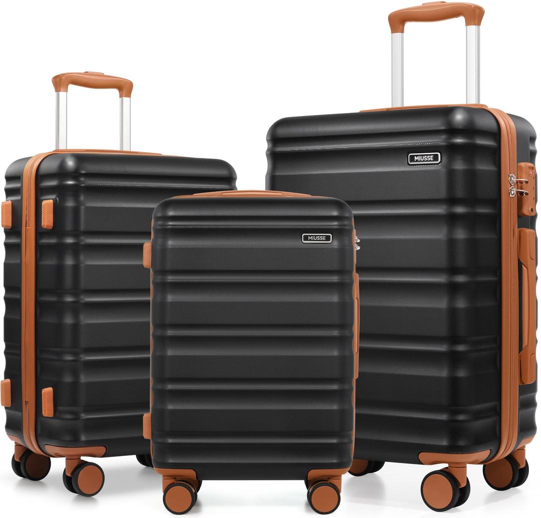 MIUSSE Hard Shell Luggage Sets, 3 Piece Luggage Set, 20/24/28 IN Carry On Luggage with TSA Lock Spinner Wheels, Hard Shell Suitcases Women Men