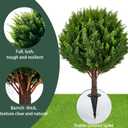 2PACK Artificial Topiary Ball Plants 21'' Cedar Tree with Ground Spike, UV Resistant Faux Plants Outdoor Cypress Artificial Plants Shrubs for Front Porch Outdoor Indoor Home Garden Office Decoration