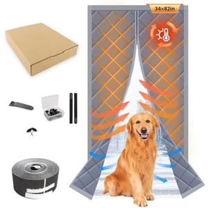 ZEIWEO Thermal Insulated Door Curtain Fits Door Size 32" X 80" Magnetic Insulated Door Covers for Winter Blanket Insulation Cover Thicken Cotton to Keep House Warm as Temporary Door to Soundproof