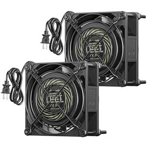 DEWENWILS 2 Pack 120V AC Fan, Waterproof Exhaust Fan 80mm, 14W 2470RPM 21CFM, DIY Cooling Fan for Refrigerator, Computer Case, Compressor Engine, Generator, UL Listed
