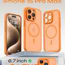 TOCOL Magnetic for iPhone 15 Pro Case, Upgraded Full Camera Protection, Compatible with Magsafe, Drop Protection, Translucent Matte Back Phone Cover 6.1 inch (Orange)