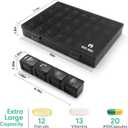 XL Pill Organizer 4 Times a Day,BUG HULL Large Weekly Pill Box for Travelling, Portable Pill Cases 7 Day pill Container Removable Daily Medicine Organizer for Cod-liver oil,Vitamins,Supplements(Black)