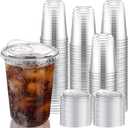 LemonRoad 200 Sets 16 oz Round Bottom Clear Plastic Cups with Sip Lid Disposable Plastic Iced Coffee Cup with Strawless Lid for Smoothie, Juice, Cold Beverage, Party Catering, Drink Shop