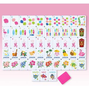 Arrowbash 160 Pcs American Mahjong Tile Set 1.2 Inches 2 Layer Rose Red Cute Mahjong Game Tiles Set for Women Adults Family Friend Gatherings Mah Jong Lovers Beginner's Guide Funny Summer Styles