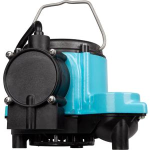 Little Giant 6-CIA 115 Volt, 1/3 HP, 2760 GPH Cast Iron Automatic Submersible Sump Pump with Integral Diaphragm Switch for Sump Systems, 10-Ft. Cord, Blue, 506158