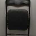 Homy Casa Folding Chairs with Metal Legs and Padded Seats, Stackable Foldable Chair Conference Chairs for Home Office Events and Outdoor Use (Black PVC, 2PCs)