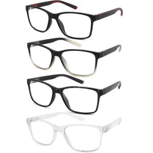 Blue Light Blocking Reading Glasses for Men,4 Pack Stylish Computer 2.5 Readers with Spring Hinges,Anti Glare/Eye Strain Filter UV Ray Magnigying Reader Eyeglasses,+2.50 Magnification Strength
