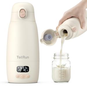 TotRun Portable Bottle Warmer for Travel & Night, Cordless Baby Milk Warmer Cup, Portable Milk Warmer with Fast Heating, Wide-Range Temperature Control (98–212°F), 17.5oz Large Capacity, Keep Warm 32H