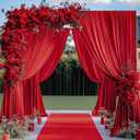 20ftx12ft Wrinkle Free Red Backdrop Curtain for Parties, 4 Panels Silky Polyester 12ft Long Photo Backdrop Drapes Back Drop Cloth for Wedding Birthday Party Christmas Photography Background