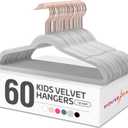 HOUSE DAY Velvet Kids Hangers 60 Pack, Premium Childrens Hangers for Closet, Ultra Thin Cute Hangers Kids Clothes Hanger, Non Slip Kids Felt Hangers 14 Inch, Small Hangers for Kids Clothes, Grey