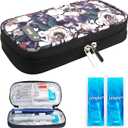 YOUSHARES Insulin Cooler Travel Case - Diabetic Insulated Organizer Portable Cooling Bag for Insulin Pen and Medication Diabetic Supplies with 2 TSA Approved Ice Pack (Grey Rose)