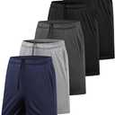 5 Pack Athletic Gym Mens Shorts - Workout Black Quick Dry Basketball Shorts with Pockets for Running Casual Activewear, XL