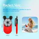 Cute Mouse Personal Mini Fan, Rechargeable Handheld USB Fan, 3 Adjustable Wind Speeds and Wearable Design, Portable Pocket Size for Travel/Outdoor/Vacation/Park Trip (Pink+Blue)