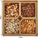 WUWEOT Bamboo Nut and Candy Serving Tray, Party Appetizer Platter Veggie Dish, Candy Bowl with Acrylic Lid & Removable Dividers for Party, Taco Dip Parties Platters & Chip Bowls