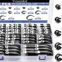 Cable Clamps112 PCS 10 Sizes-1/4" 5/16" 3/8" 1/2" 5/8" 3/4" 1" 1-1/4" 1-1/2" 1-3/4" Stainless Steel Pipe Clamp Assortment Kit Rubber Cushion Insulated Wire Clamps for Hose,Tube,Automotive,Fuel Line