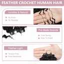 Human Crochet Hair for Black Women 16 Inch 150g Pre Separated 120 Strands Deep Wave Feather Crochet Human Hair Extensions Invisible Feather Crochet Hair Human Hair Crochet Bundles Natural Black