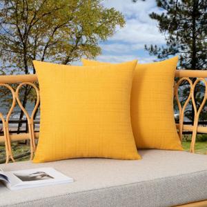 Kevin Textile Pack of 2 Outdoor Waterproof Pillow Covers - Decorative Farmhouse Throw Pillow Covers for Couch, Patio, Tent, Bed, Sofa, Living Room - 24x24 Inch Sunflower Yellow