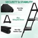 3-Step Folding Ladder, Heavy Duty Ladders for Home & Kitchen, Folding Ladder Easy to Store, Tall Ladder for Adults, Anti-Slip & Space-Saving Step Ladder, 330 Lbs Capacity
