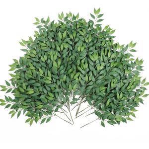 mizii 36pcs Italian Ruscus Artificial Greenery Stems Silk Green Leaves 20in Fake Spray Plants Stem Garland Greenery Decoration for Centerpieces Wedding Arch Flower Bouquet Table Room Wall Decor (36)