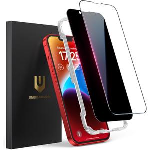 UNBREAKcable 2PCS Screen Protector for iPhone 14 Plus - 1 Privacy Tempered Glass+ 1 Clear Glass Double Shatterproof [Installation Frame] [9H Hardness] [Case Friendly] Anti-Scratch iPhone 6.7 inch