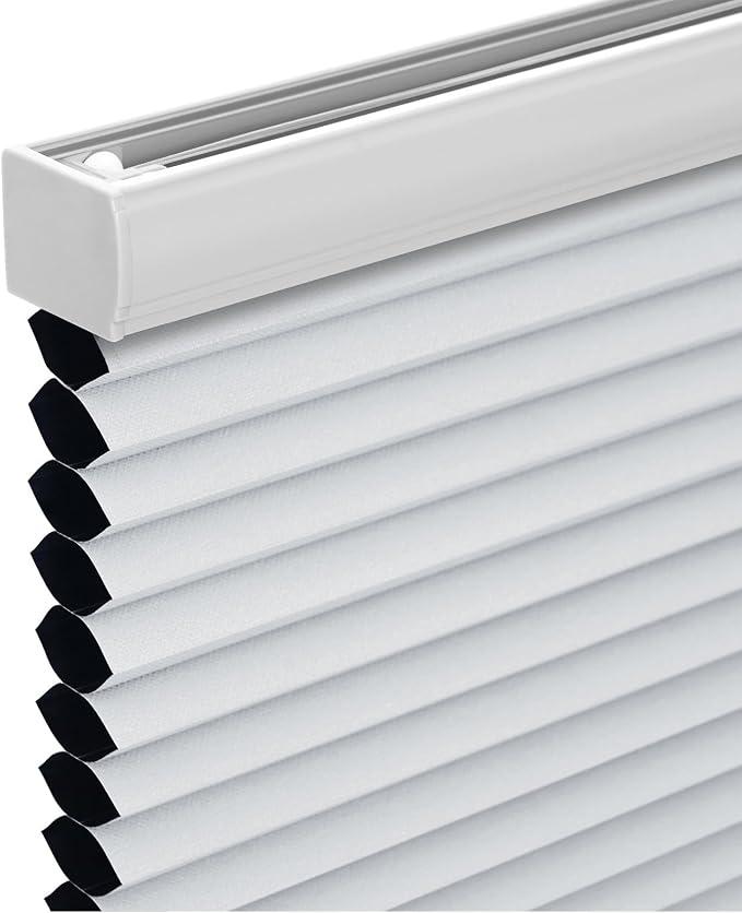 Changshade Cordless Cellular Shades, Light Filtering Honeycomb Shades for Windows, Pull Down Pleated Blinds, Easy to Install for Indoor Windows and French Doors,34.5" W x 64" H, White
