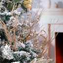 Suncalla 24 Pcs 16.5 Inch Christmas Tree Picks Glitter Artificial Curly Sprays Christmas Floral Stems Branches for Xmas Tree Sticks Garland Ornaments Vase Filler Decorations (Champagne)