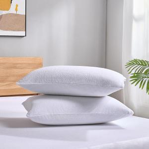 ProtectMySleep Cotton Terry Pillow Protectors - 2-Pack, Eco-Friendly, Waterproof & Hypoallergenic Zippered Covers (King)