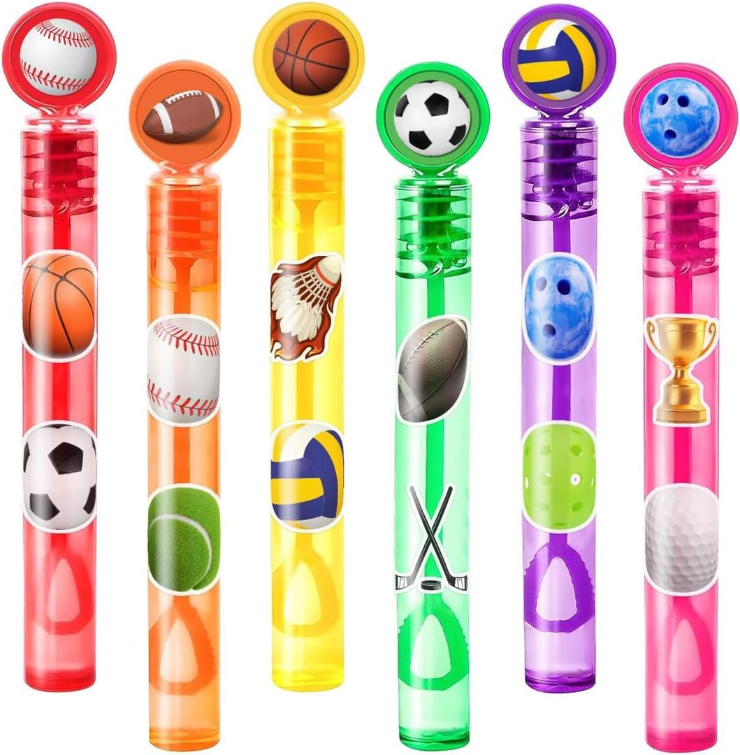 Sport Party Favors for Kids  24PCS Sports-Themed Mini Bubble Wands, Great for Birthday Supplies, Pinata Fillers, Goodie Bags & Classroom Rewards