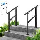 2-Pack Outdoor Handrails for 2 Steps Black Stair Handrail & Indoor Stair Railing Kit, Exterior Stair Railing for Porch, Deck, and Garden, Complete Installation Kit