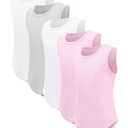 Celfaeree 5 Packs Girls Athletic Tank Tops Active Dry Fit Tank Top for Girls Dance Yoga Workout Tops for Exercise White/Gray/White/Pink/Pink XL (XL)