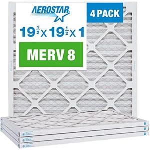 Aerostar 19.5x19.5x1 MERV 8 - 4 Count - High Efficiency Pleated HVAC, Furnace & Air Conditioner Filters - Removes Dust, Lint, Mold & Allergy-Causing Pollen