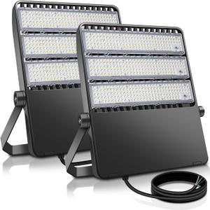 52200LM LED Stadium Flood Light Commercial Eqv 2400W Super Bright 145LM/W 5500K 360W LED Arena Light Outdoor 85-277V IP65 Waterproof Backyard Wall Yoke Mount Fixture 2 Pack
