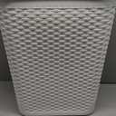 Mind Reader Slim Laundry Hamper with Lid, 40L Clothes Basket, Premium Wicker Design, Plastic, White (Single)