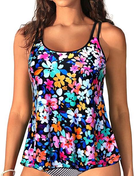 Womens Flowy Tankini Tops Only - Modest Bathing Suit Loose Fit Swimsuit Swim Tops No Bottom 2025, XL