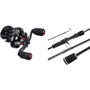 KastKing MegaJaws Baitcasting Reel,7.2:1 Gear Ratio,Left Handed,Blacktip & KastKing Crixus Casting Rod 6ft -Medium - Fast-2pcs