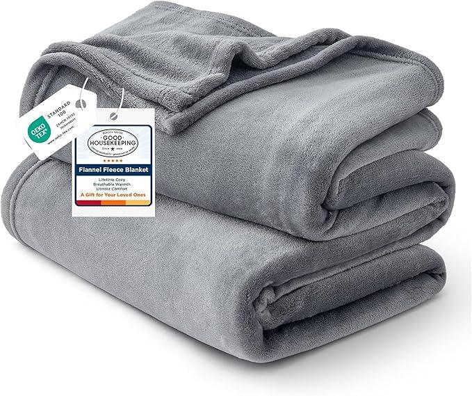 Bedsure GentleSoft Fleece King Size Blankets for Bed Grey - Soft Lightweight Plush Cozy Fuzzy Luxury Warm Winter Blanket Microfiber, Room Home Decor Gifts for Women and Men, 108x90 inches (Grey)