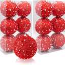 12 PCS Chinese New Year Decorations for Christmas Tree, 3.15" Red Glitter Christmas Ball Bulk Xmas Valentine's Day Sequin Foam Hanging Ornament Decorative Hanging
