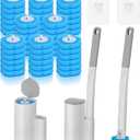 2 Pack Disposable Toilet Brush and Holder Set, Automatic lid-Opening and Closing Toilet Brush with Holder 48 Refills for Bowl Cleaners Bathroom Cleaning Bathtub
