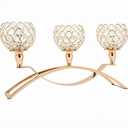 Vidisan Crystal Candle Holders,3 Arms Table Candelabras, Buffet Cabinet Candelabra Ornaments Table Centerpieces for Wedding, Home Decor, Thanksgiving, Christmas Decorations (Gold)