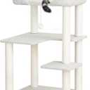 PETTIFUL 37.5" Cat Tree Tower for Large & Senior Cats, Low-Step Design, Light Grey 37.4''