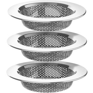 Sink Strainer Basket (3 Pack) 304 Stainless Steel Kitchen Drain Strainer, Anti-Clog Sink Drain Catcher, Rustproof, Fits 4.4 Standard Sink