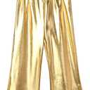 Perfashion Girls' Shiny Metallic Flared Pants Festival Dance Pants Disco with Sunglasses Wide Leg Trousers 6-15 Years (12-13 Years)