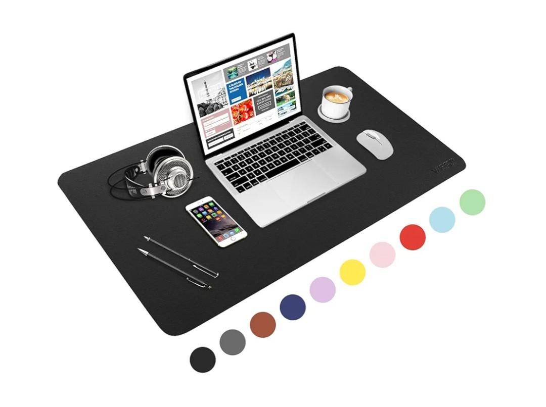 WisFox Mouse Pad, Leather Desk Pad Protector, Office Desk Mat, Non-Slip PU Leather Desk Blotter, Laptop Desk Pad, Waterproof Desk Writing Pad for Home Office Decor(Blue, 31.5" x 15.7")