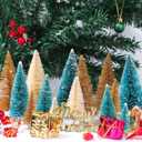 30Pcs Mini Christmas Trees, Artificial Christmas Tree Bottle Brush Trees Christmas with 5 Sizes, Sisal Snow Trees with Wooden Base for Christmas Decor Christmas Party Home Table Craft